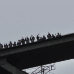 Cheering Bridge Walkers